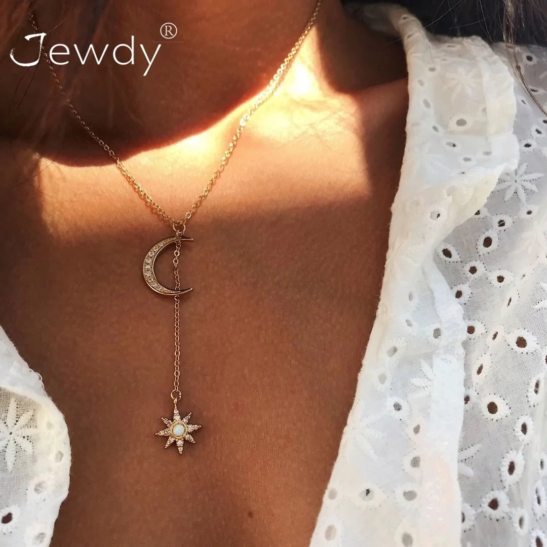 Crystal Moon Star Necklace